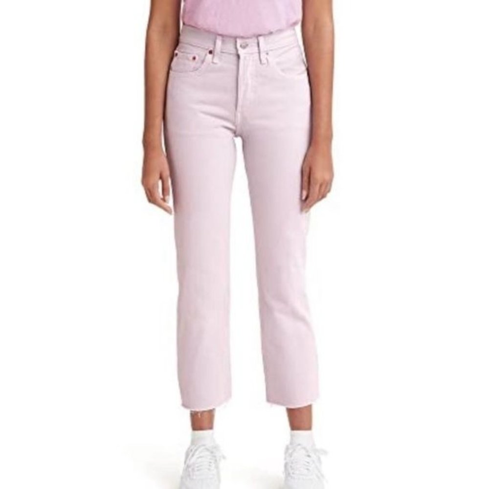 LEVIS WOMENS 501 ORIGINAL CROPPED HIGH RISE WAISTED FITTED STRAIGHT LEG RAW HEM